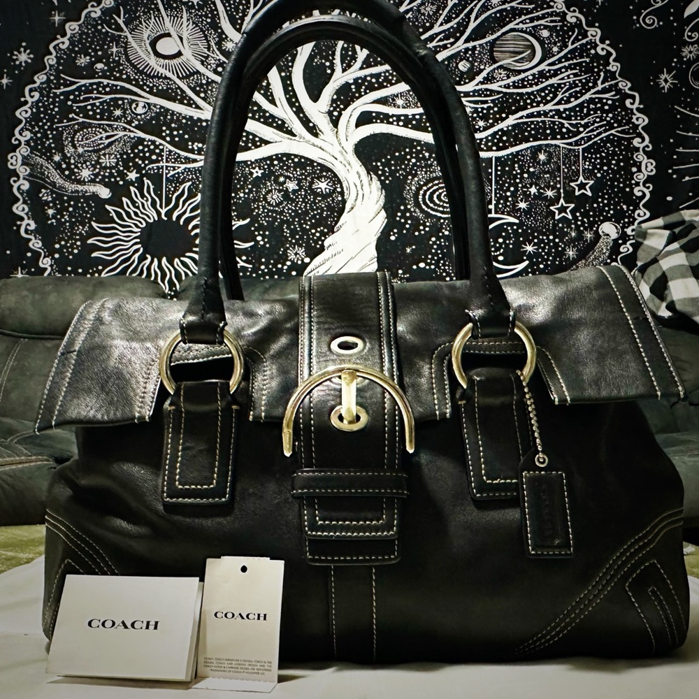 Vintage Y2K Coach tote bags Black Leather shoulder bag❌70% OFF SALE❌ make offer - Picture 7 of 17